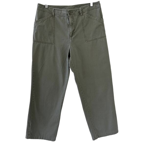 Women's Light Green Cotton Khaki Pants by Kim Rogers Sz. 14 Casual Boho - Picture 1 of 9